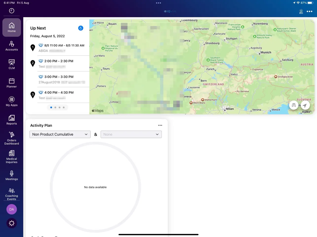 IQVIA OCE mobile interface