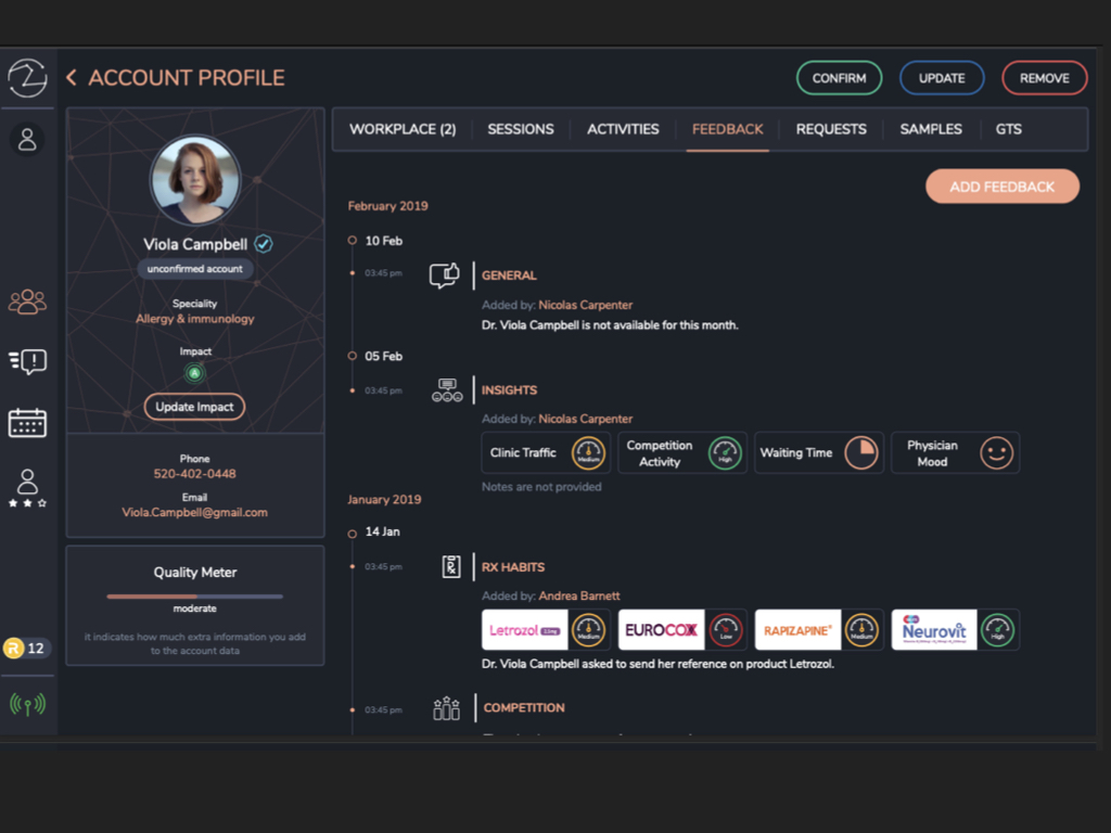 REVO CRM Booster Feedback interface